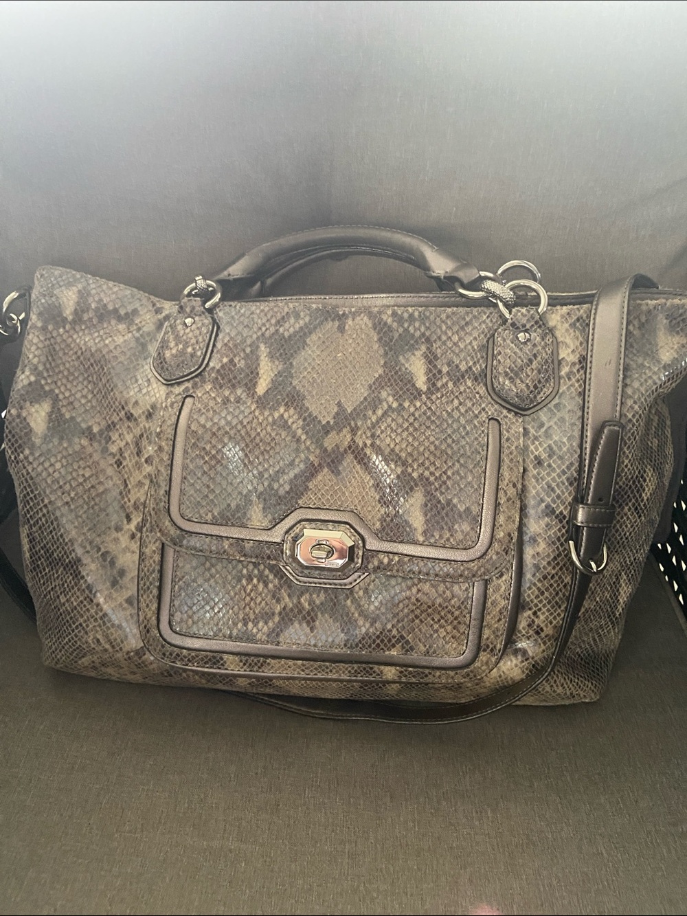 COACH F1393-F24852 CampbellExotic PYTHON LEATHERTote/Shoulder Bag/Satchel